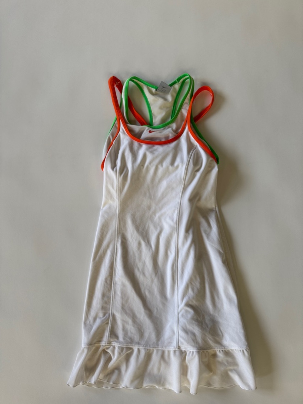 Nike Dri-Fit Strappy White/ Orange/ Green Tennis Dress